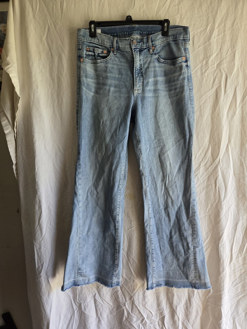 GAP 70s Flare High Rise Jeans Retro Light Wash Throwback Disco Size 14 Short